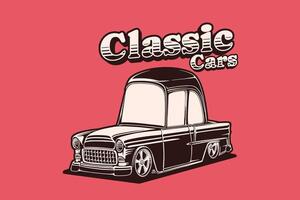 Vintage Classic Car Illustration. Retro Car With silhouette Style. Transportation Illustration Design vector