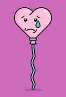 emoji en píxel Arte ilustración de un triste en forma de corazon globo mientras derramamiento lágrimas. lata ser usado para pegatinas, juguete, enamorado, tener una cita, invitación, t camisa, ropa vector