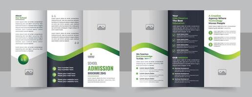 Kids back to school admission trifold brochure layout, kids academy trifold brochure design template vector