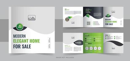 Creative real estate, construction, renovation, home selling business square trifold brochure template or real estate square trifold brochure layout vector