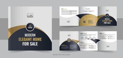 Modern real estate, construction, renovation, home selling business square trifold brochure template or real estate square trifold brochure layout vector