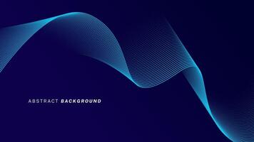 Abstract glowing wave lines on dark blue background. Dynamic wave pattern. Modern flowing wavy lines. Futuristic technology concept. Suit for banner, poster, cover, brochure, flyer, website vector