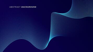 Abstract glowing wave lines on dark blue background. Dynamic wave pattern. Modern flowing wavy lines. Futuristic technology concept. Suit for banner, poster, cover, brochure, flyer, website vector