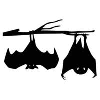 Evil Bat Hanging on a Tree Branch - vector design in white background