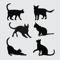 Cats black silhouette vector on grey background