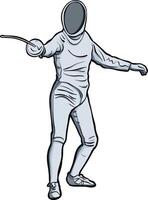 Fencer in Action Pose vector