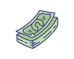 A stack of money. Dollars line and fill style icon design, Money finance commerce market payment invest and buy theme Vector illustration