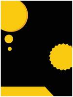 Abstract black and yellow background with sun and star. Vector illustration. Bright colored simple icon illustration. Background graphic design element in flat style