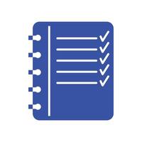 Notebook icon. Vector illustration. Blue icon with black contour on white background. Isolated. Education design element