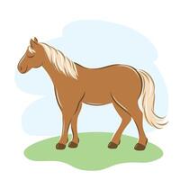 linda caballo. granja animales infantil de colores plano vector ilustración