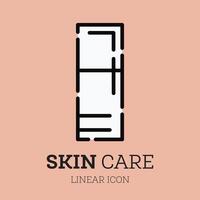 Body lotion flat linear icon. Personal care product. Cosmetics. Skin care symbol. vector