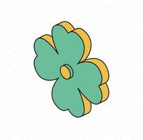 Four leaf clover. Isometric icon. Symbol of Saint Patrick day. Modern style. vector