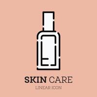 Body lotion flat linear icon. Personal care product. Cosmetics. Skin care symbol. vector