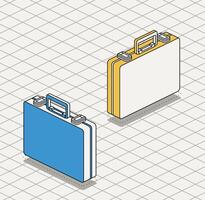 Closed briefcase with handle on white background. Isometric object. Modern brutalism style. vector