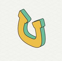 Yellow horseshoe. Isometric icon. Symbol of Saint Patrick day. Modern style. vector