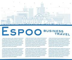Outline Espoo Finland city skyline with blue buildings and copy space. Espoo cityscape with landmarks. Business travel, tourism concept with modern and historic architecture. vector