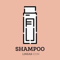 Shampoo flat linear icon. Personal care product. Cosmetics. Skin care symbol. vector