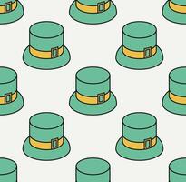 Seamless pattern with green hat. Isometric icon. Symbol of Saint Patrick day. Vector illustration. Modern style.