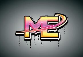 ME Swoosh Hand Lettering Dripping Graffiti alphabet vector template