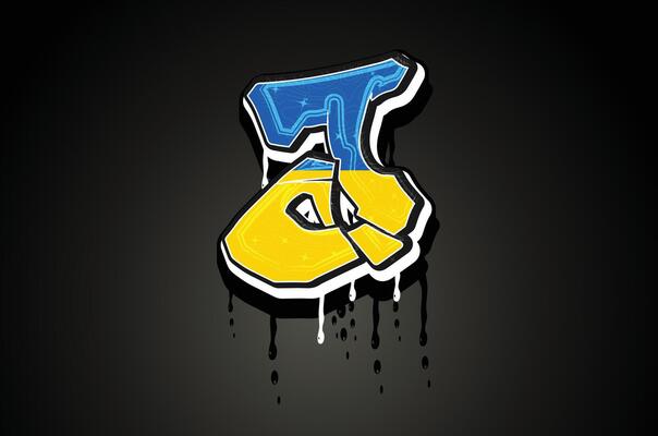 Ukraine Flag J Hand Lettering Graffiti vector template