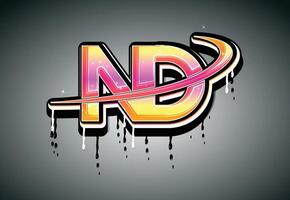 NB Swoosh Hand Lettering Dripping Graffiti alphabet vector template