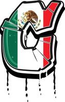 Mexico Flag C Hand Lettering Dripping Graffiti Vector Template