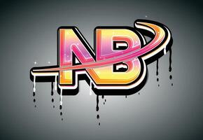 NB Swoosh Hand Lettering Dripping Graffiti alphabet vector template