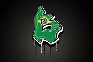 Brazil Flag B Hand Lettering Graffiti vector template