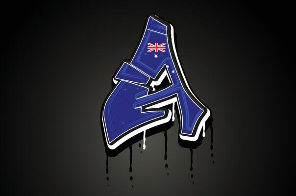 Australia Flag A Hand Lettering Graffiti alphabet Vector template