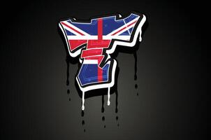 England Flag T Hand Lettering Graffiti Alphabet Vector Template