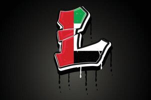 uae l mano letras pintada goteo vector modelo