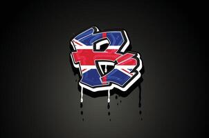 England Flag R Hand Lettering Graffiti Alphabet Vector Template