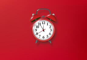 Red alarm clock on red vector