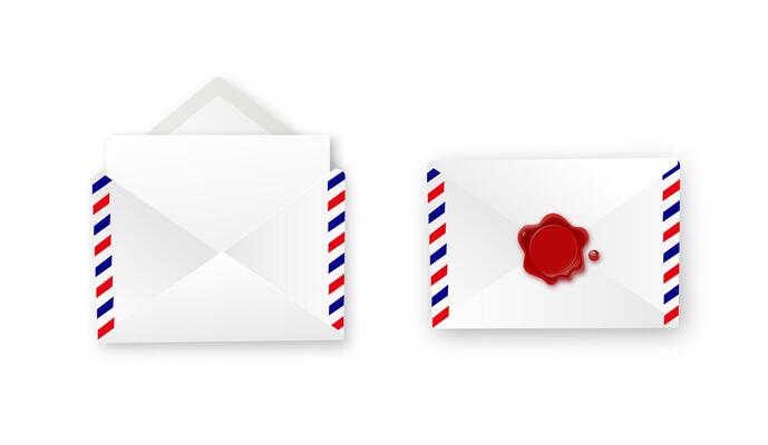 Realistic white envelope in different