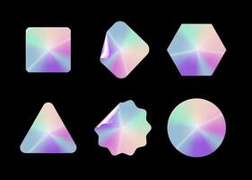 Holographic stickers. Hologram labels shapes vector