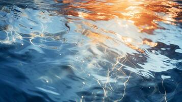 AI generated background of water with ripples and light reflected in it photo