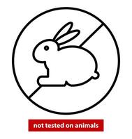 Not tested on animals. Icon. Not tested symbol. Cruelty free lab product label. Isolated Vector illustration. Editable Stroke.