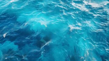 AI generated Top view of turquoise sea surface with ripples and waves photo