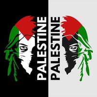 Two faces of Palestine with a black and white background vector