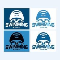 creativo atletismo nadando logo con atleta mascota vector