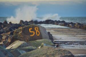 Number on Stone at danish coast photo
