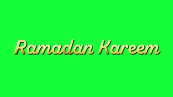 Ramadã kareem animado texto dentro ouro cor com verde tela video