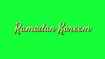 Ramadan kareem Animé texte dans or Couleur avec vert filtrer, rebondir texte Ramadan kareem video