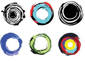 round brush painted ink stamp circle banner vector