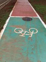 a potrait view of bicycle lane sign photo