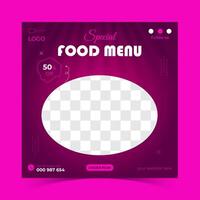 Food social media banner design vector template