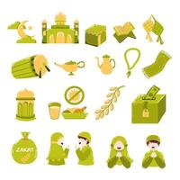 Green Ramadan Islamic Doodle Vector