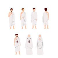 musulmán personas vistiendo ihram vector