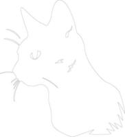 punto de color cabello corto gato contorno silueta vector