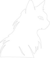 Cymric Cat  outline silhouette vector